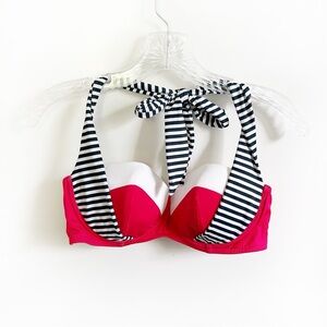 High Dive by ModCloth bikini top red white striped halter nautical tie